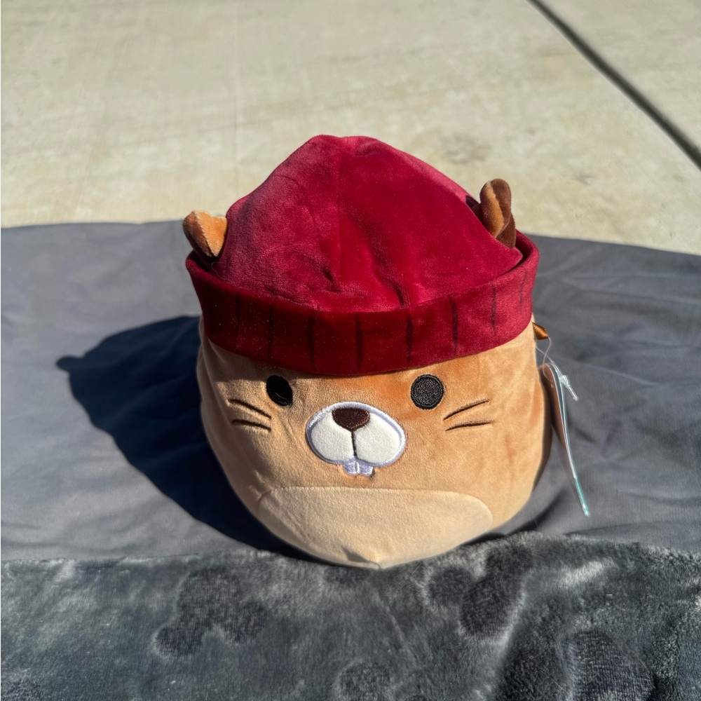Plush Otter Toy with Red Hat